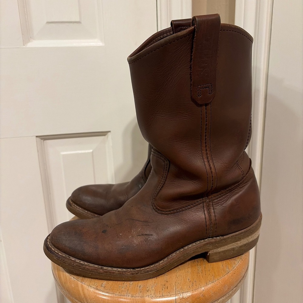 Vintage Red Wing Mens Pecos 1155 Pull On Boots Brown 8 D Leather Made in USA